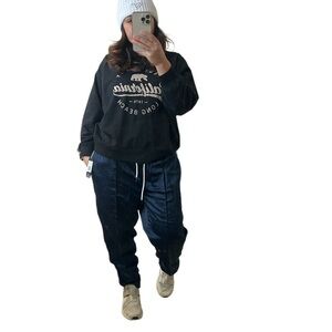 𝅺ELWOOD Sateen Navy Cropped Drawstring Pants